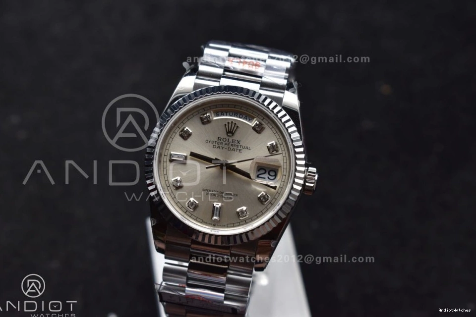 Steel Silver vr3255 Dial President 904L (Gain on Edition Breathable 36 Bracelet DayDate Weight) V5 690 SS Diamond Best QF 1003